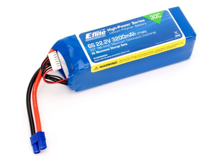3200mAh 6S 22.2V 30C LiPo, 12AWG EC3 - Image 1
