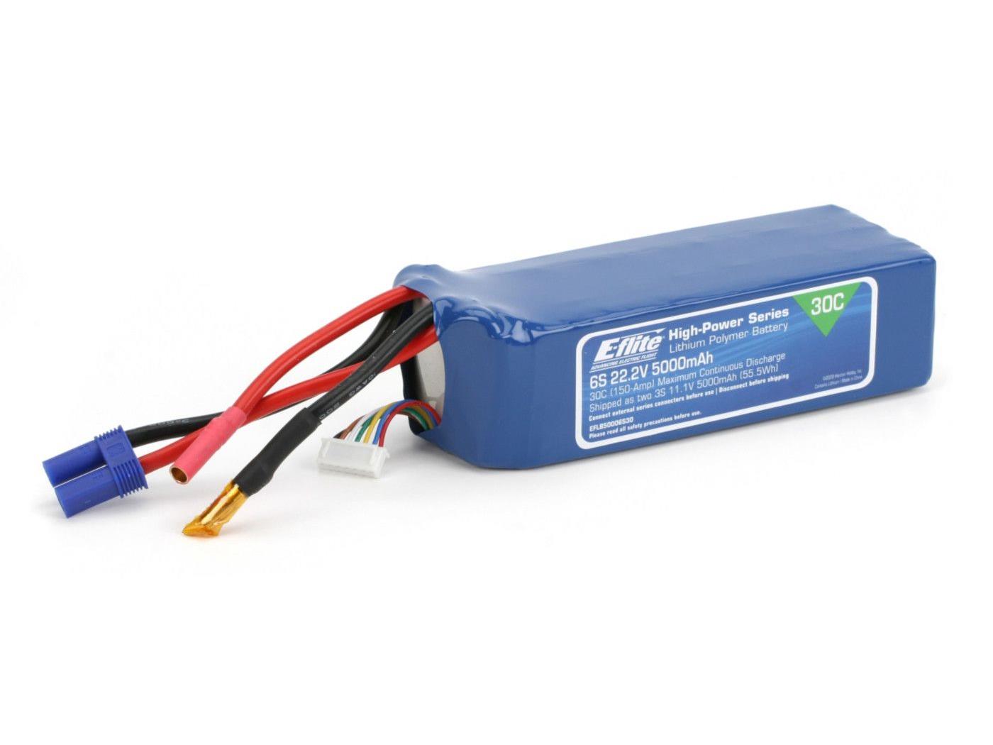 5000mAh 6S 22.2V 30C LiPo 5000mAh 6S 22.2V 30C LiPo, 10AWG EC5 - Image 1