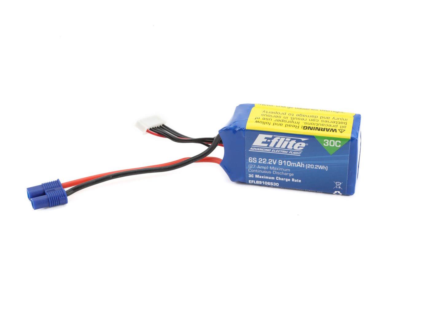 22.2v 910mAh 6S 30C LiPo w/EC3 22.2v 910mAh 6S 30C LiPo w/EC3 - Image 1
