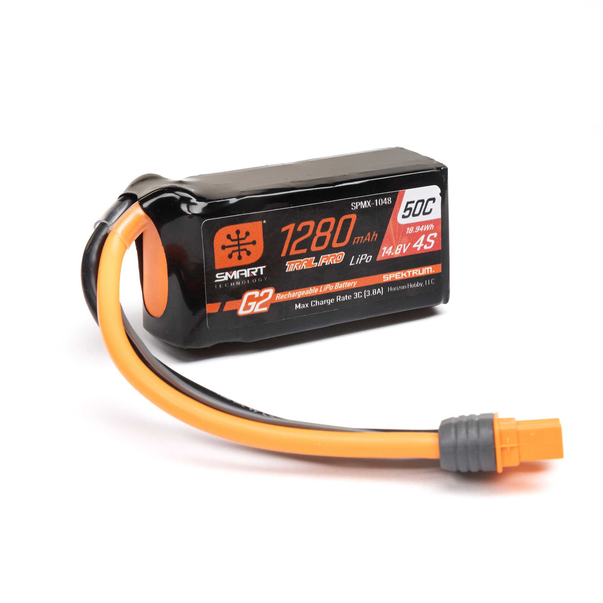 14.8V 1280mAh 4S 50C Smart G2 Trail Pro LiPo Battery: IC3 14.8V 1280mAh 4S 50C Smart G2 Trail Pro LiPo Battery: IC3 - Image 1