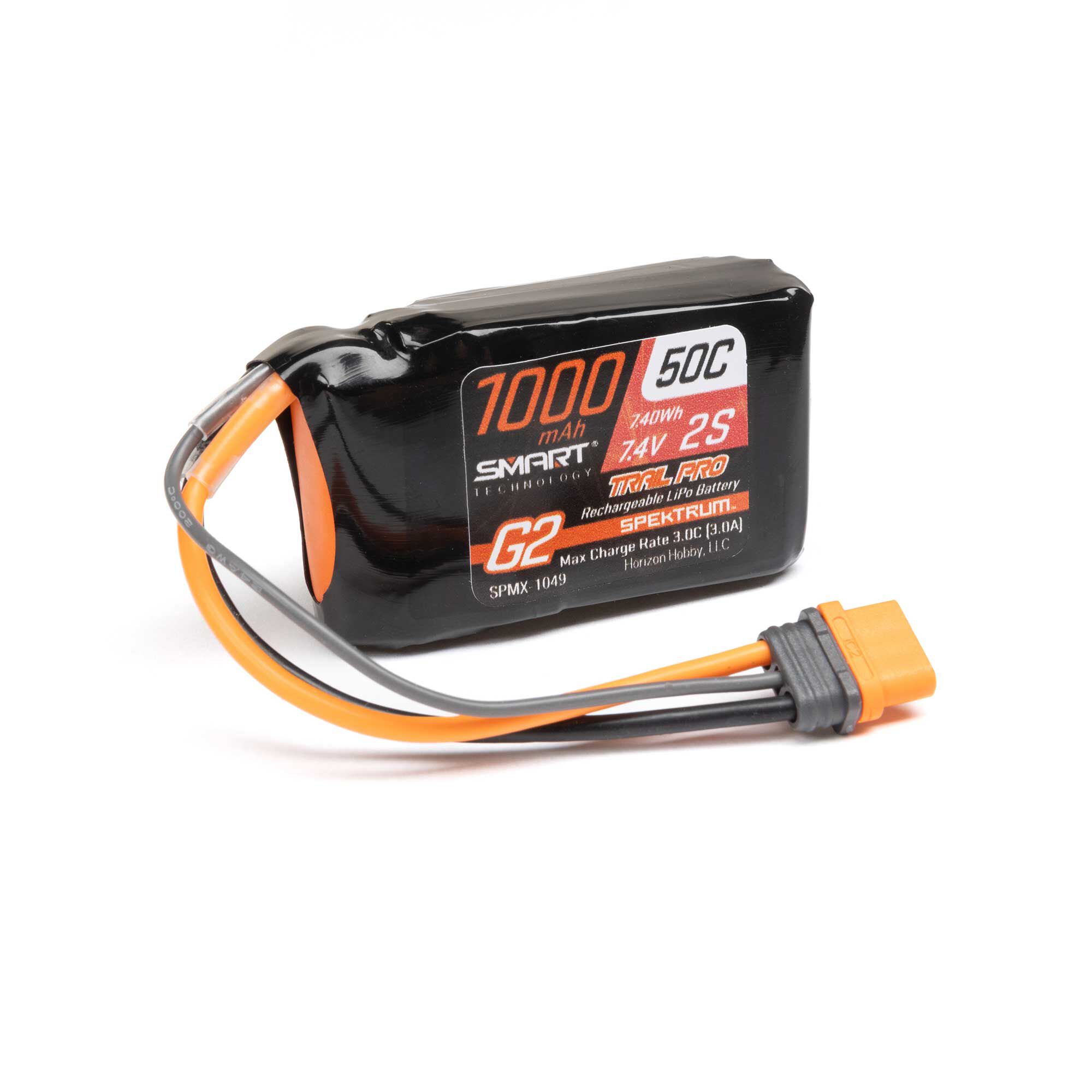 7.4V 1000mAh 2S 50C Smart G2 Trail Pro LiPo Battery: IC2 7.4V 1000mAh 2S 50C Smart G2 Trail Pro LiPo Battery: IC2 - Image 1
