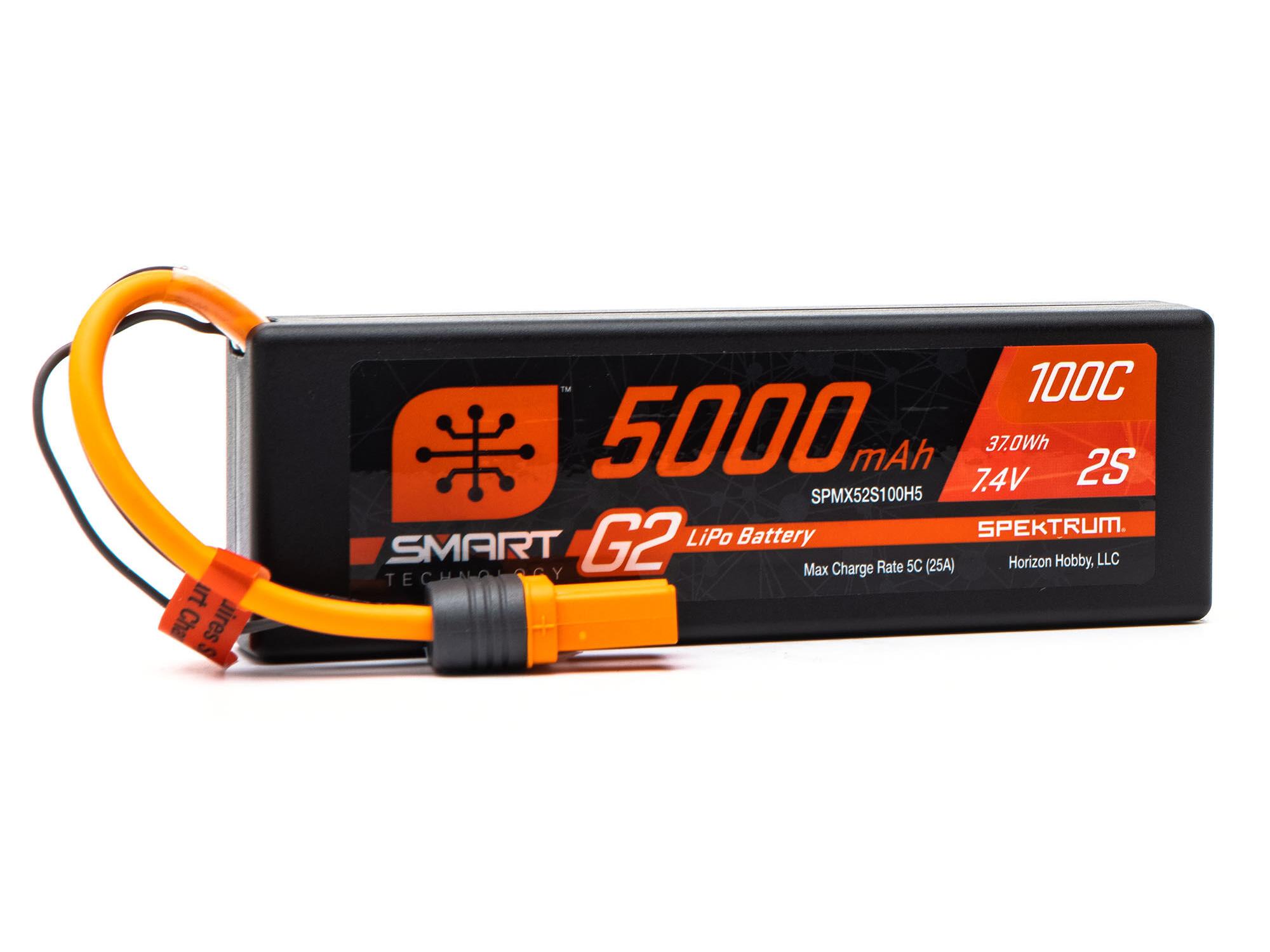 7.4V 5000mAh 2S 100C Smart G2 Hardcase LiPo Battery: IC5 7.4V 5000mAh 2S 100C Smart G2 Hardcase LiPo Battery: IC5 - Image 1