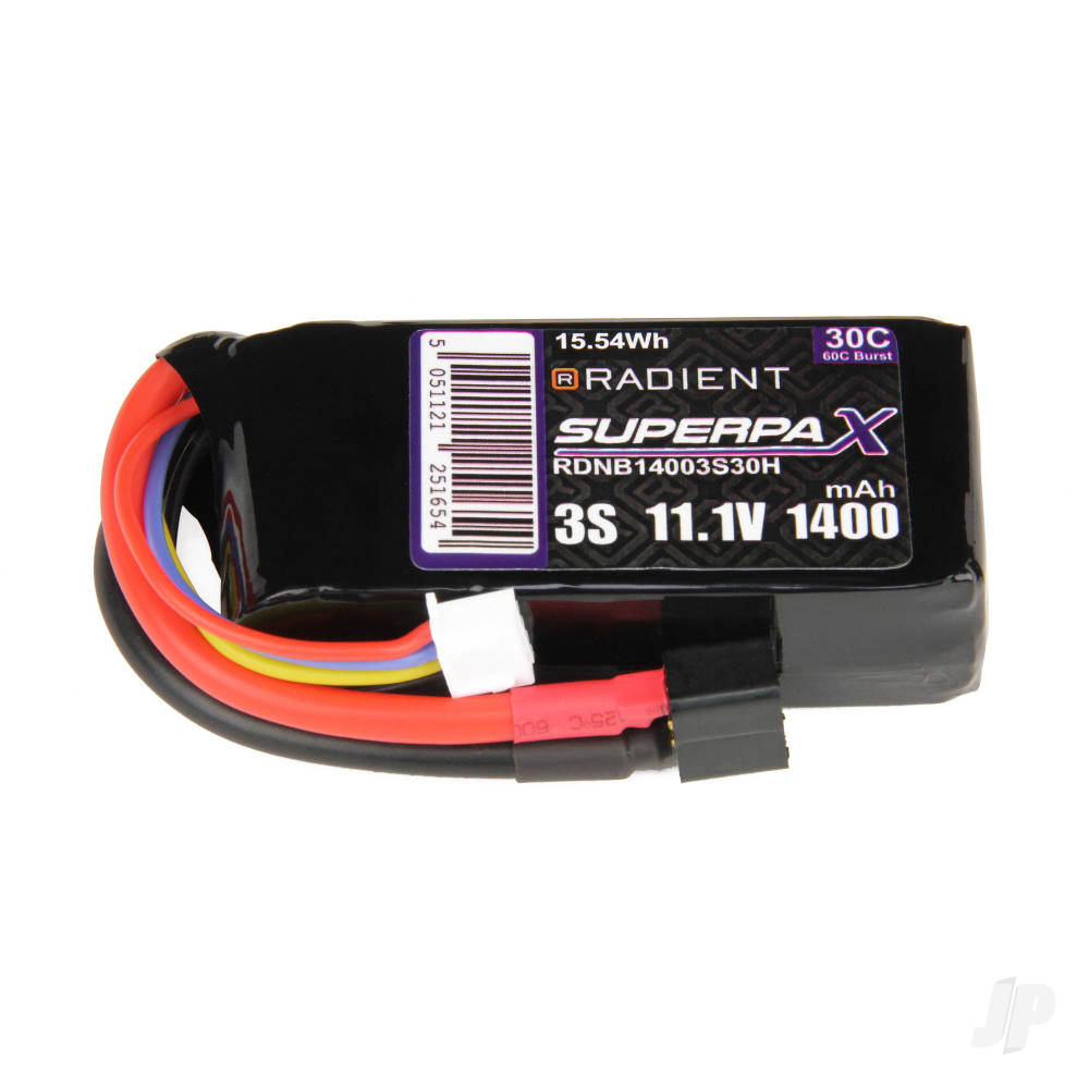 LiPo 3S 1400mAh 11.1V 30C Deans (HCT) image_JP-RDNB14003S30H
