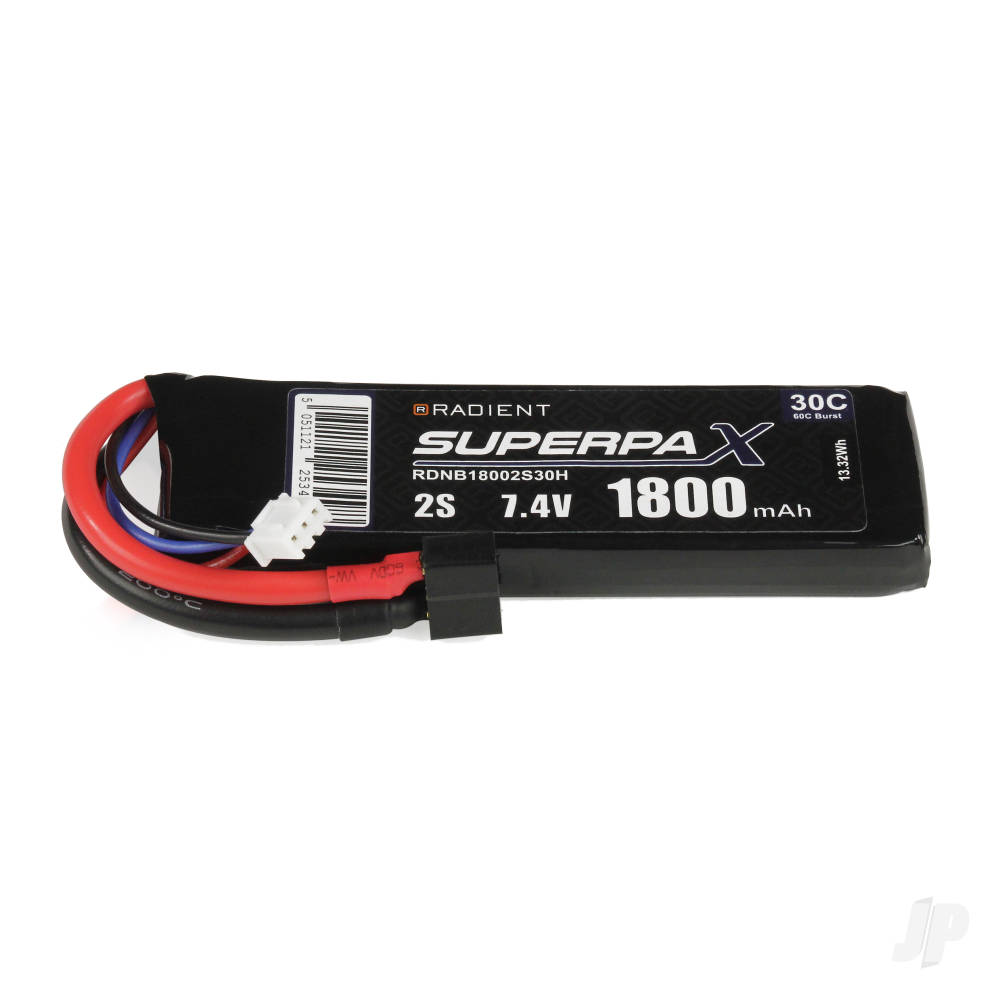 LiPo 2S 1800mAh 7.4V 30C Deans (HCT) image_JP-RDNB18002S30H