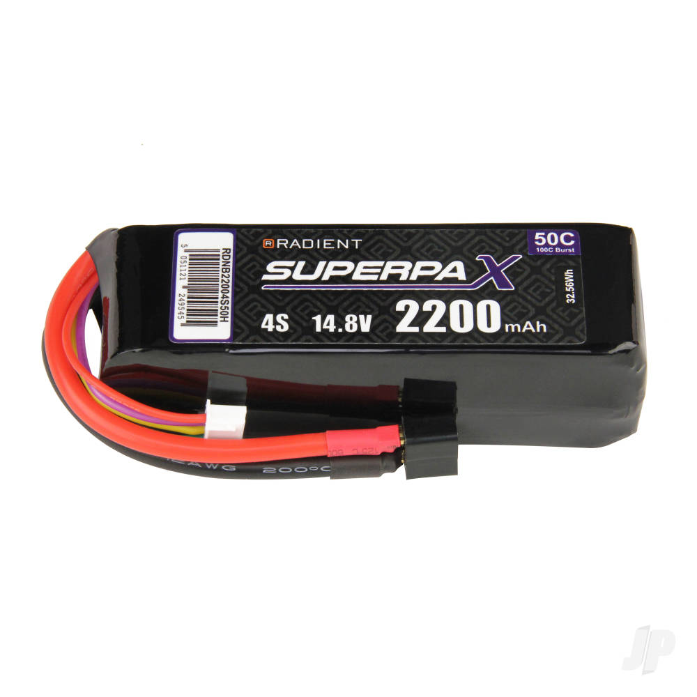 LiPo 4S 2200mAh 14.8V 50C Deans (HCT) image_JP-RDNB22004S50H
