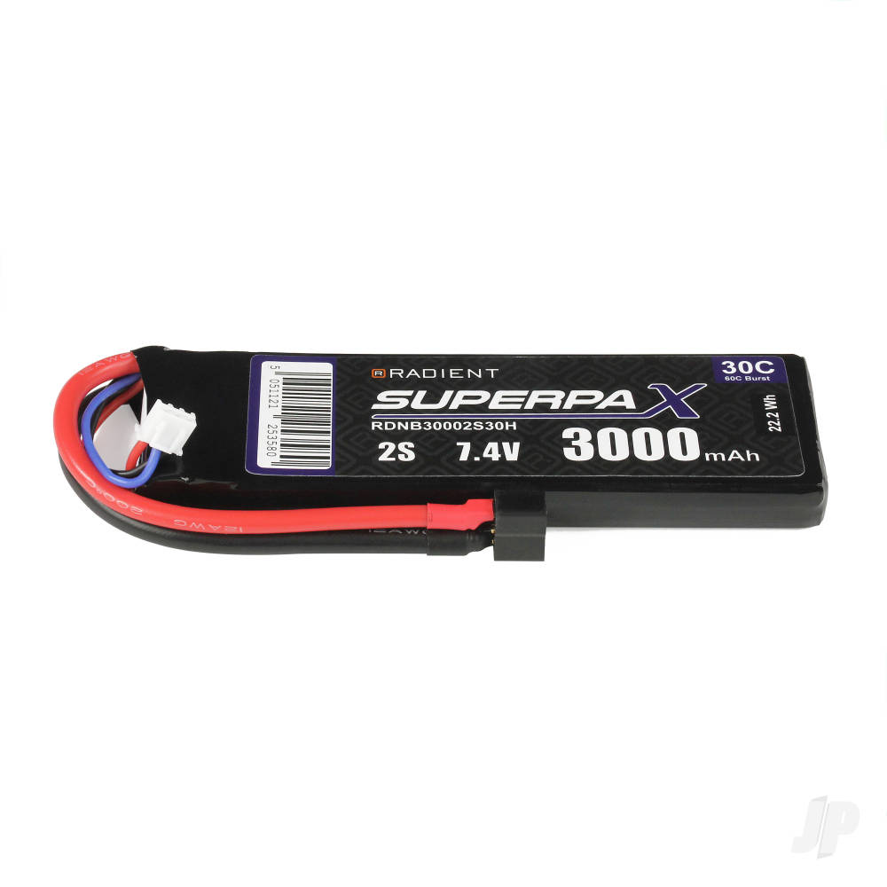 LiPo 2S 3000mAh 7.4V 30C Deans (HCT) image_JP-RDNB30002S30H