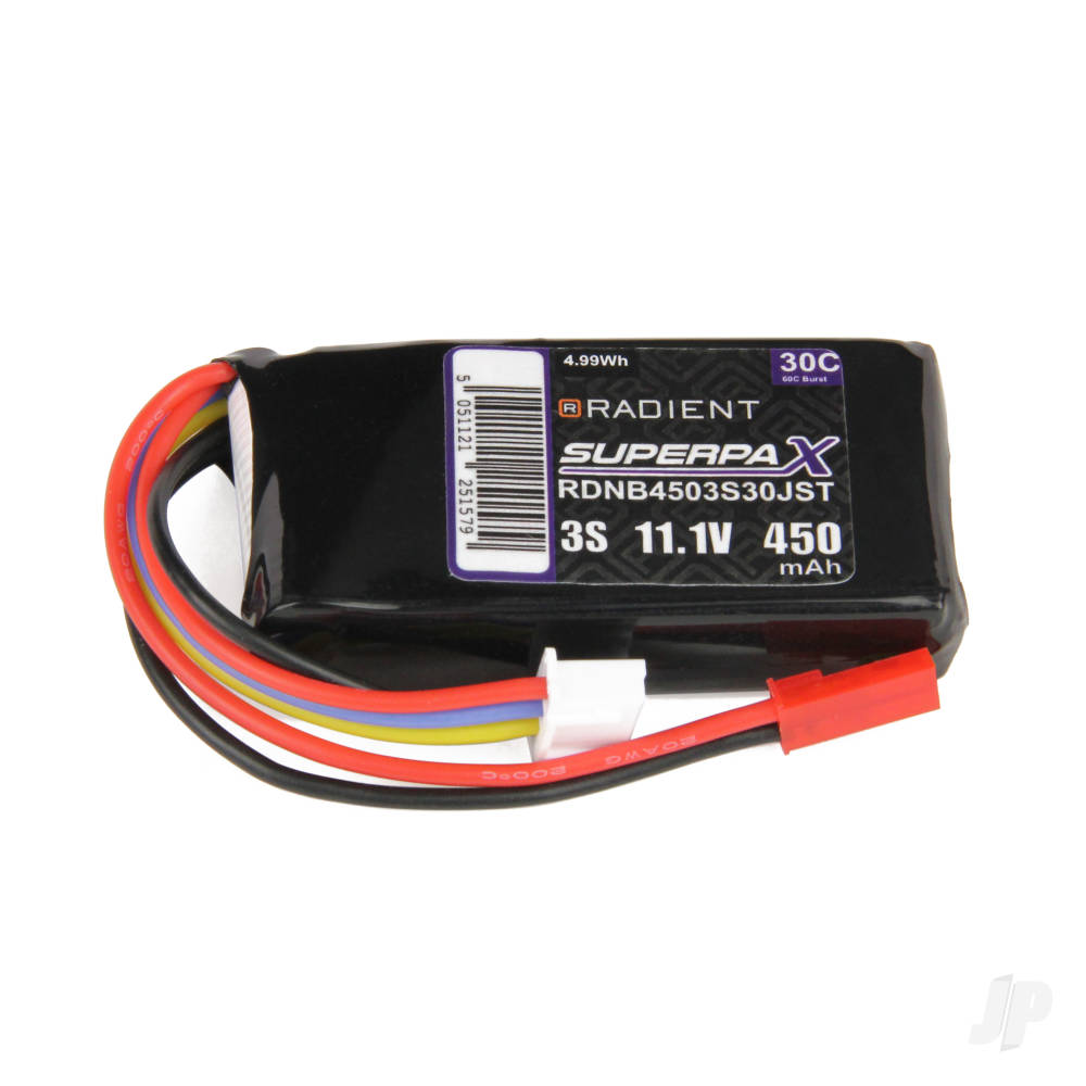 LiPo 3S 450mAh 11.1V 30C JST image_JP-RDNB4503S30JST