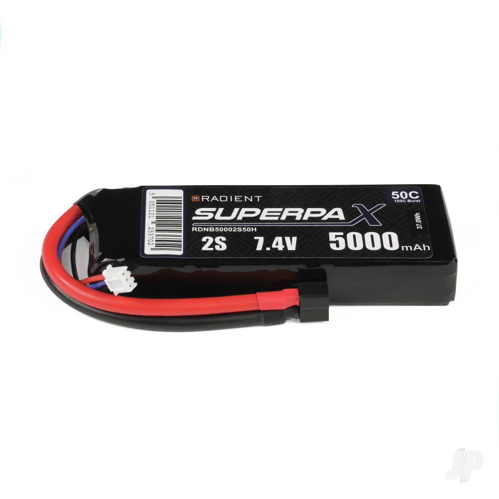 LiPo 2S 5000mAh 7.4V 50C Deans (HCT) image_JP-RDNB50002S50H
