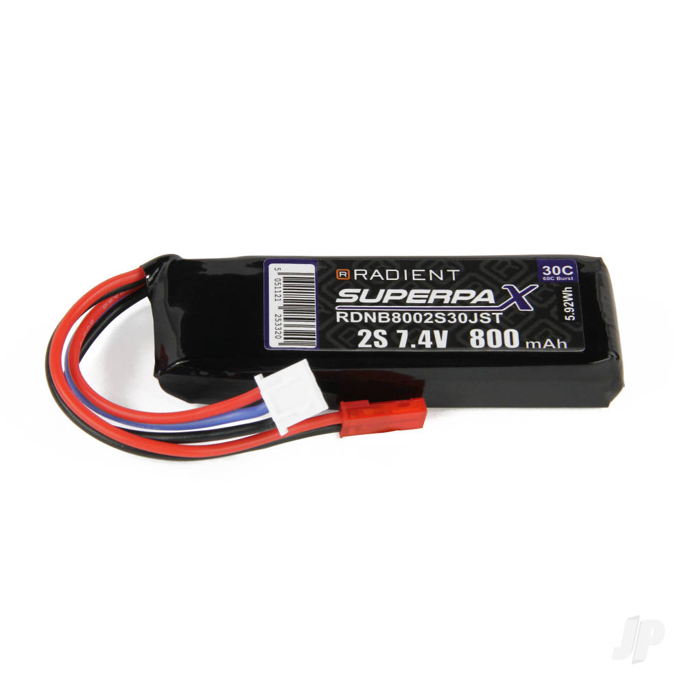 LiPo 2S 800mAh 7.4V 30C JST image_JP-RDNB8002S30JST