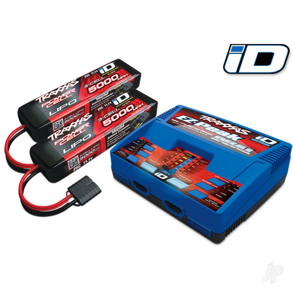 iD Completer Pack with 1x EZ-Peak Dual Charger & 2x LiPo 3S 5000mAh Battery image_JP-TRX2990TX