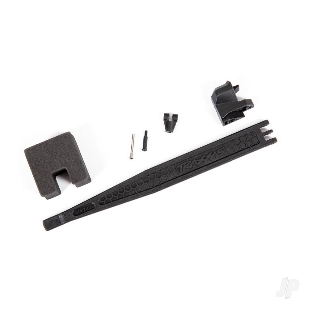 Battery hold-down / battery clip / hold-down post / screw pin / pivot post screw / foam spacer image_JP-TRX9324