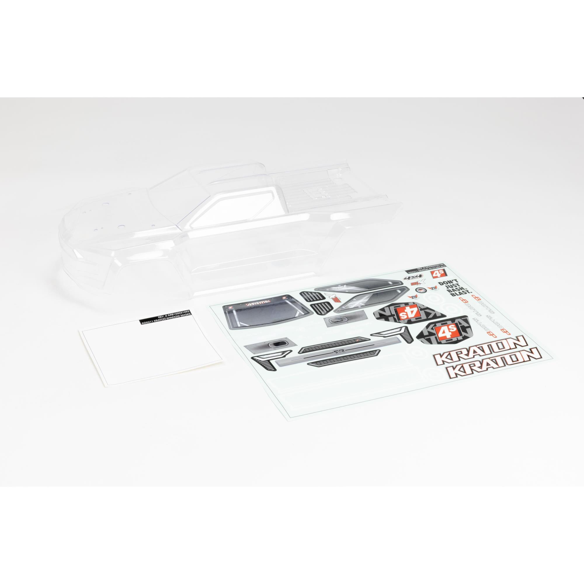 1/10 Clear Body with Decals and Window Masks: KRATON 4X4 BLX 1/10 Clear Body with Decals and Window Masks: KRATON 4X4 BLX - Image 1