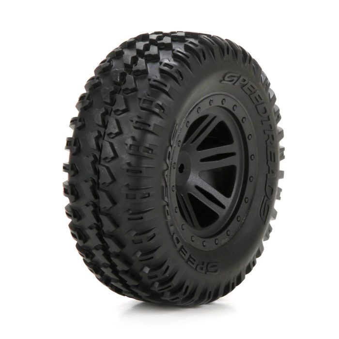 FR Tire, Premount, Black Wheel (2): 1:10 AMP DB - Image 1