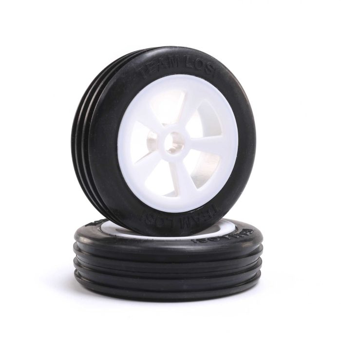 Rib Front Tires, Mounted, White (2): Mini JRX2 - Image 1