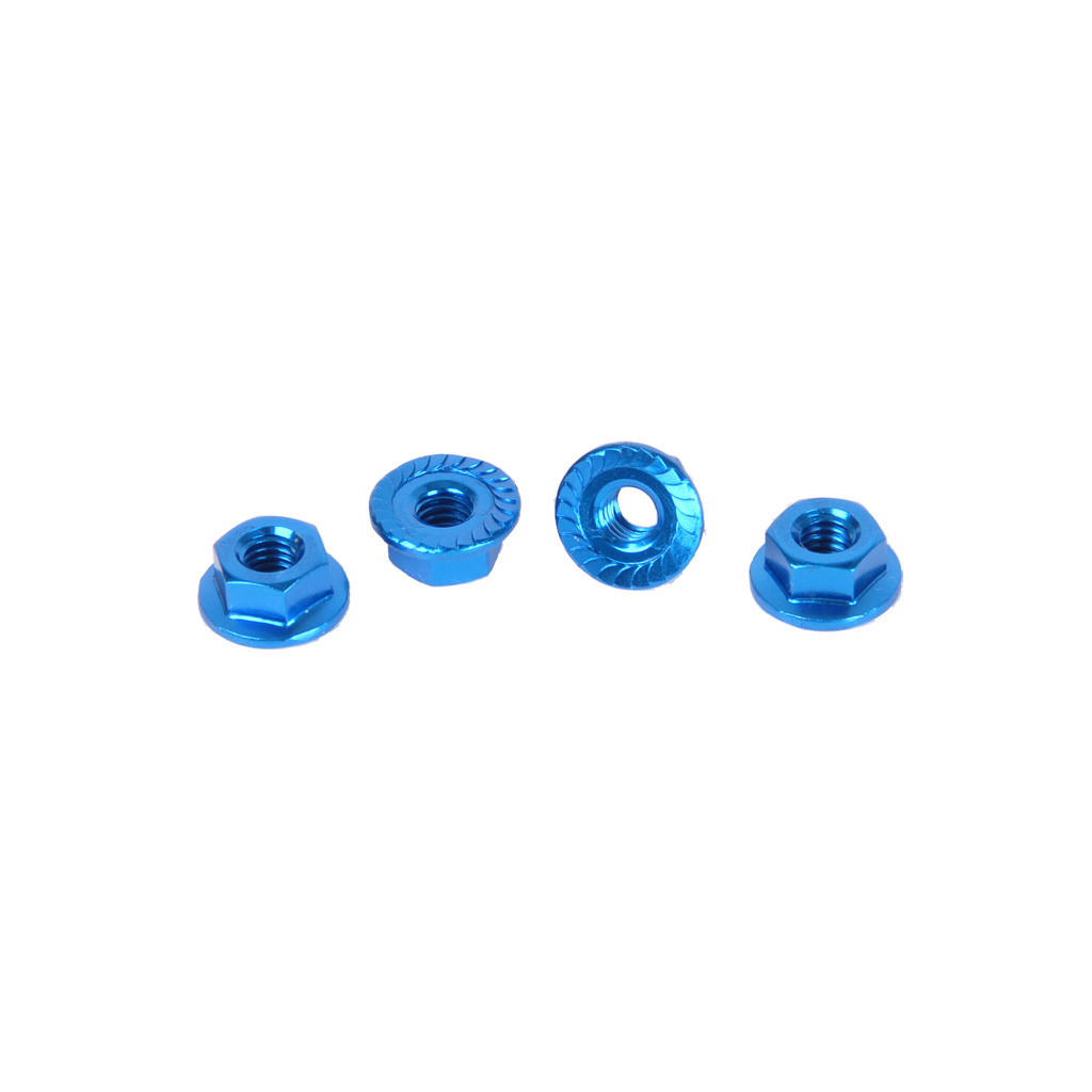 CORE RC - Serrated Alloy M4 Nuts; Blue pk 4 CR035