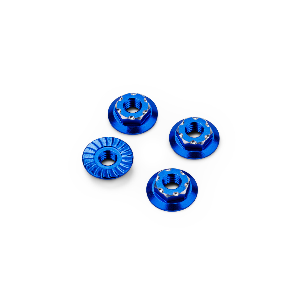 RC10B7 M4 Low-Profile Alloy Wheel Nut - Blue - 4pc JC5216-1