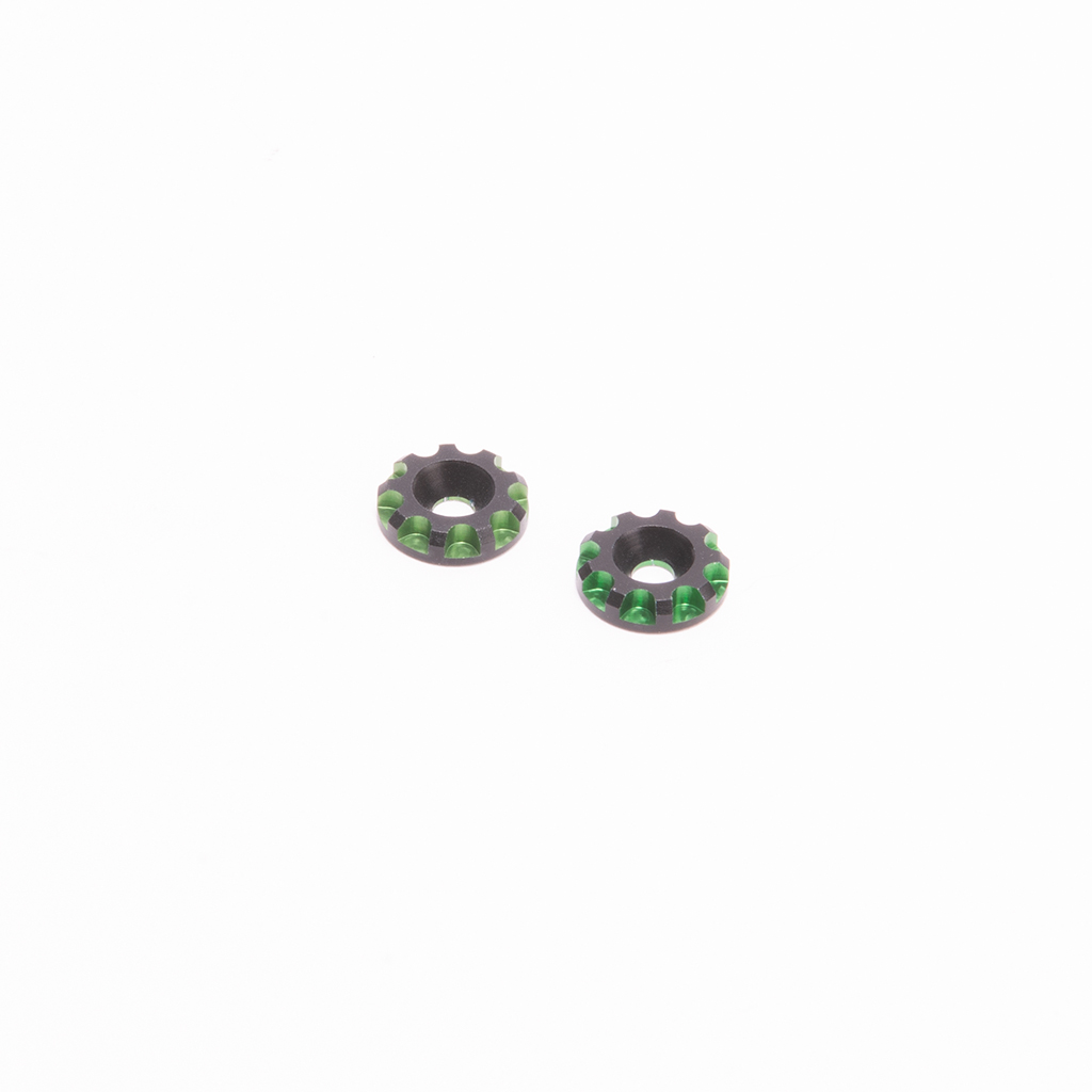 Aluminium Wing Washers 11.5mm - Black/Green (pr) MK5961BGR