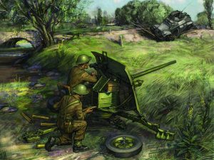 Zvezda    British QF 2-pdr Anti Tank Gun w/crew 