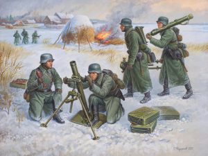 Zvezda    Ger. 80-mm Mortar w/Crew (Winter Unif.)