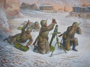 Zvezda    Soviet 82-mm Mortar w/Crew (Winter Unif.)