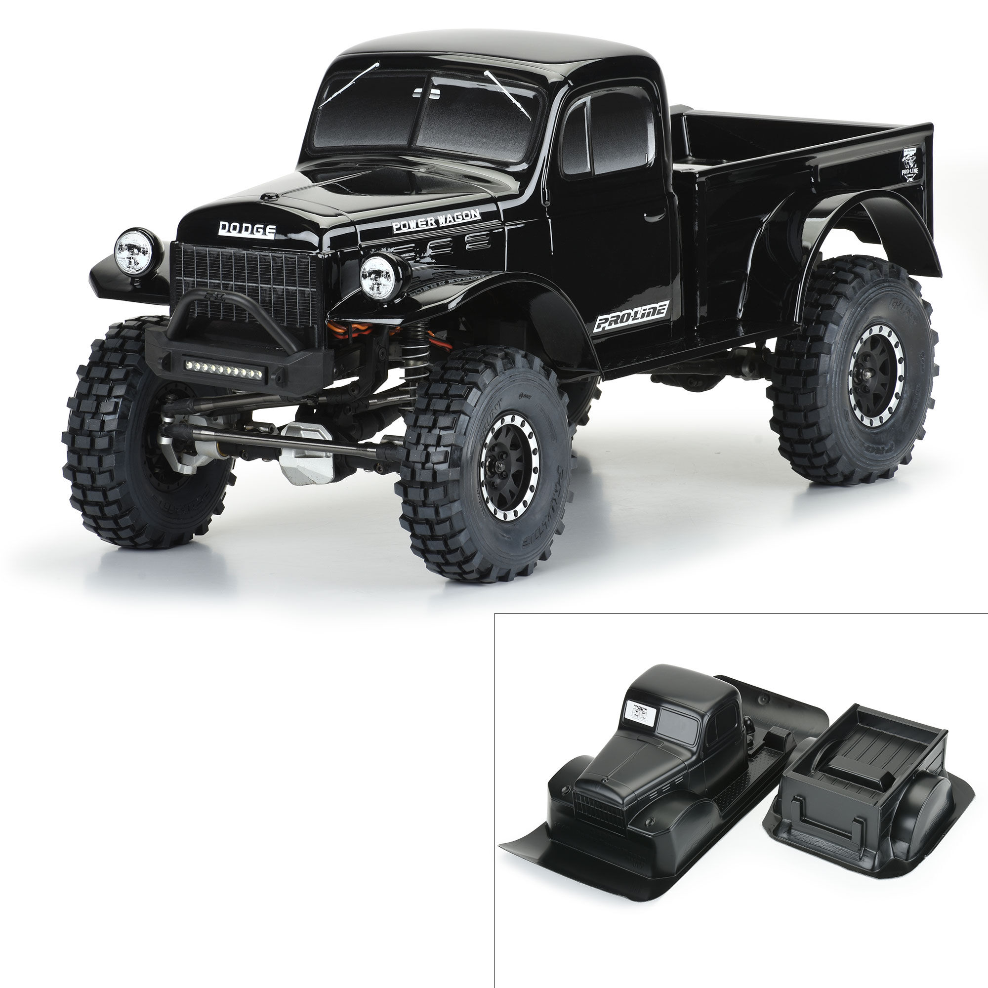 PRO 1/10 1946 Dodge Power Wagon Black Body 12.3" (313mm) WB Craw
