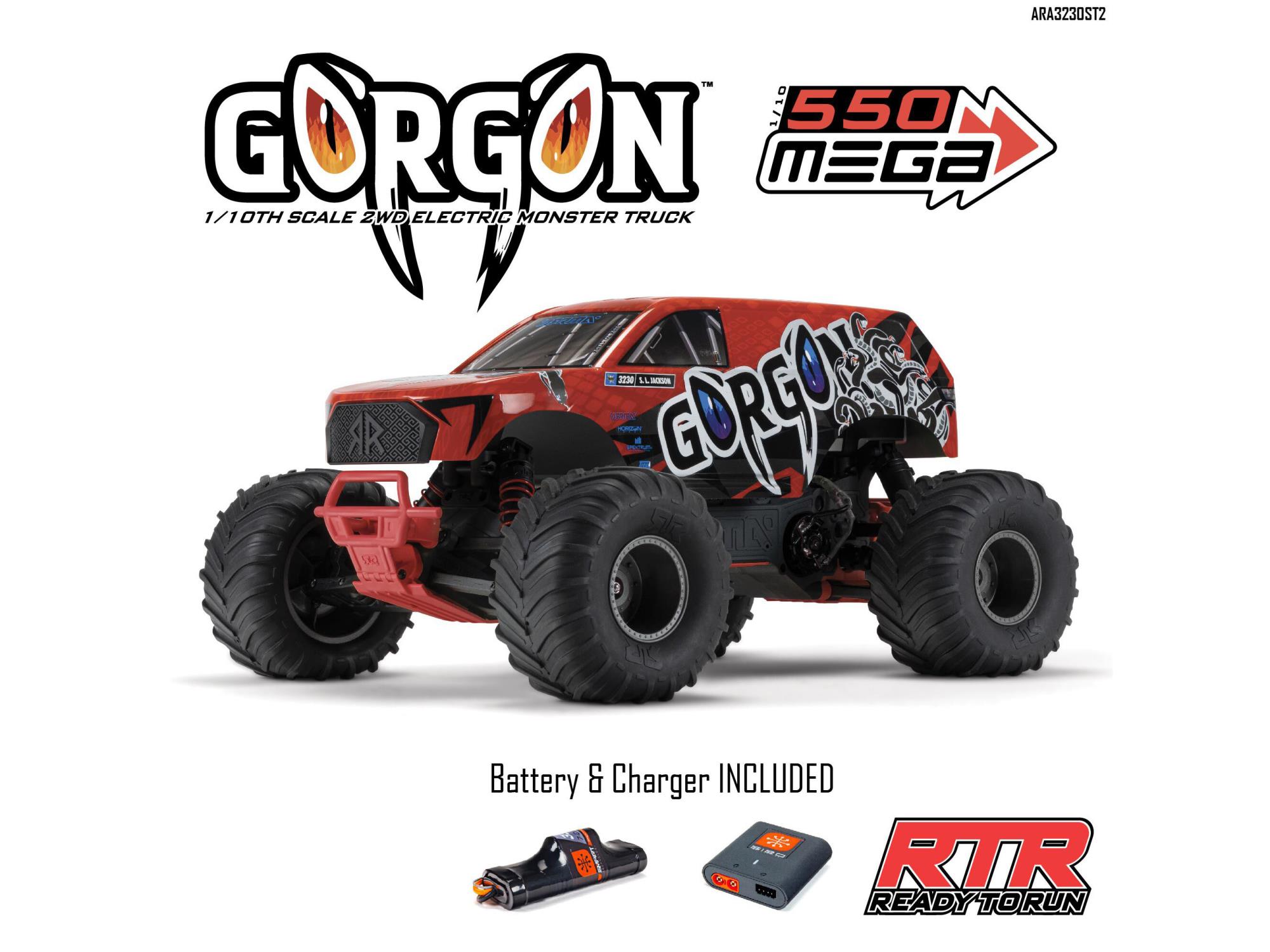 Arrma 1/10 GORGON MEGA 550 2WD MT with Battery & Charger Red - Image 26