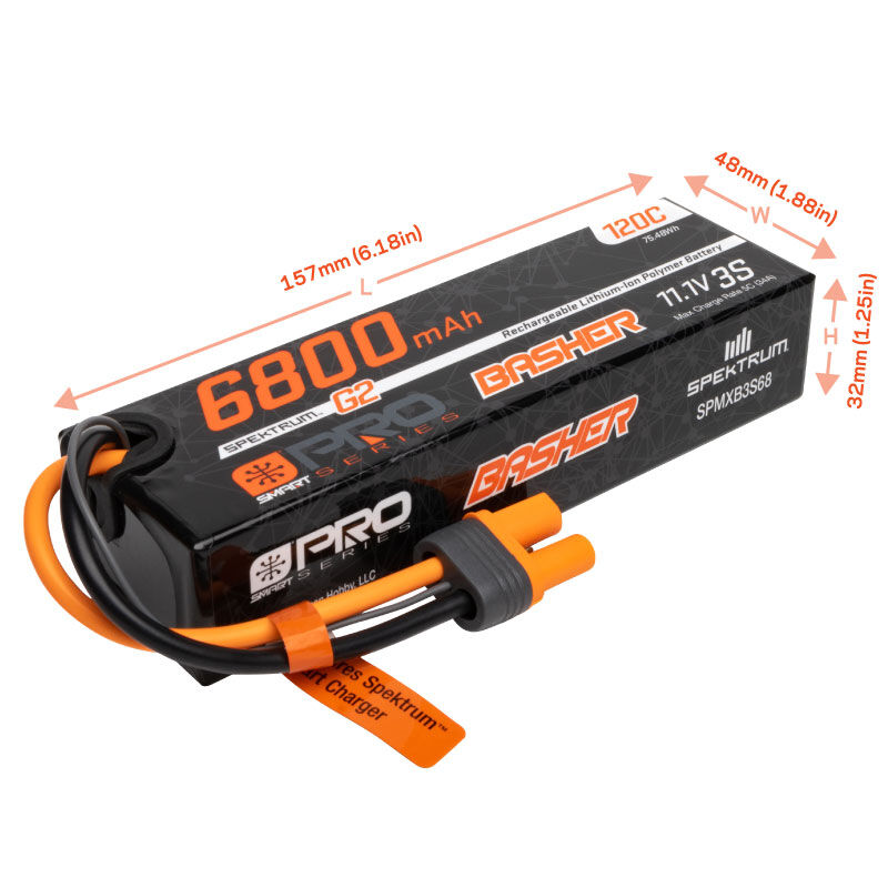 Spektrum 11.1V 6800mAh 3S 120C Smart G2 Pro Basher LiPo: IC5 - Image 3