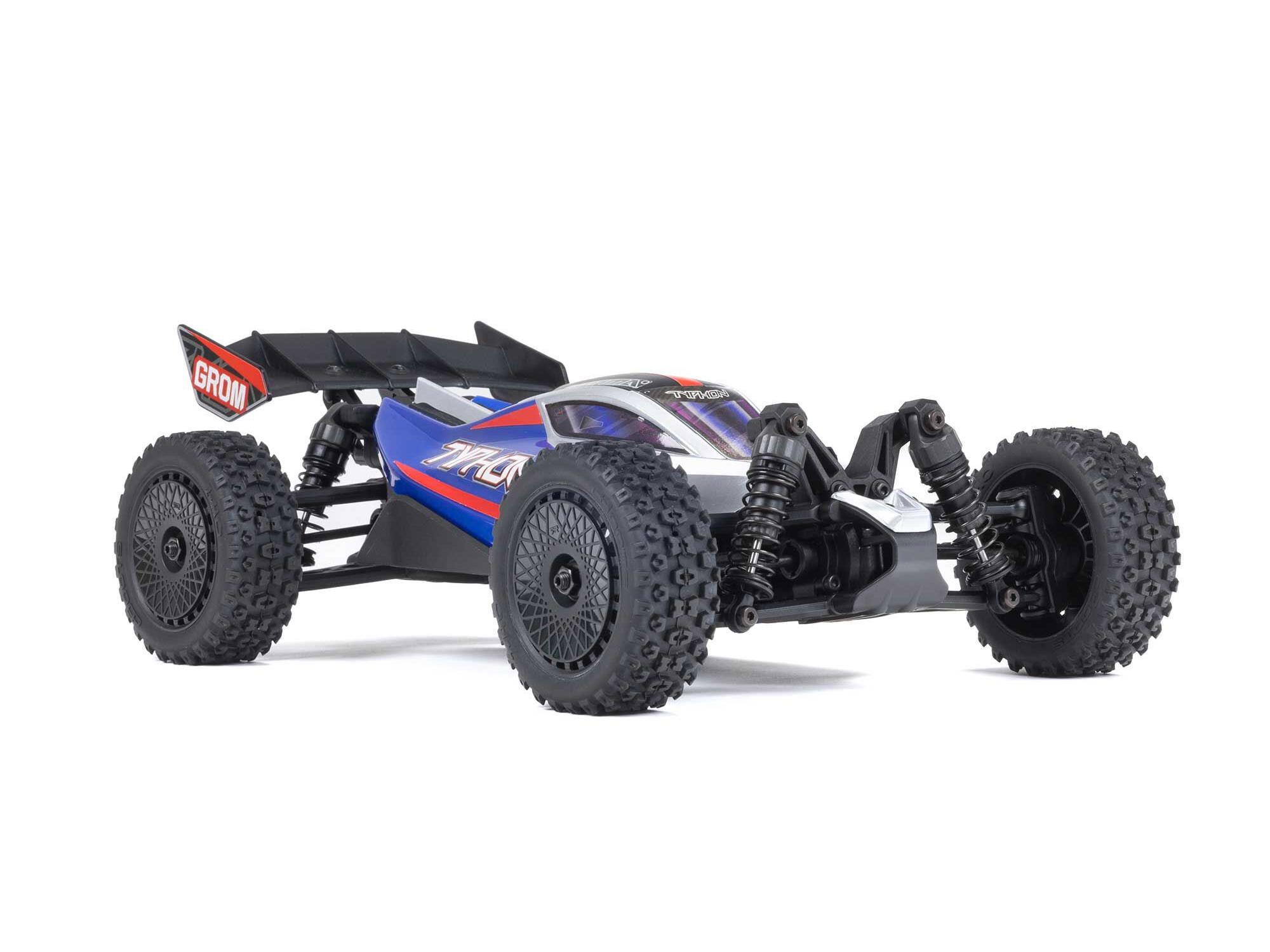 Arrma 1/14 TYPHON GROM MEGA 4X4 Buggy with Battery & Charger Blue - Image 2