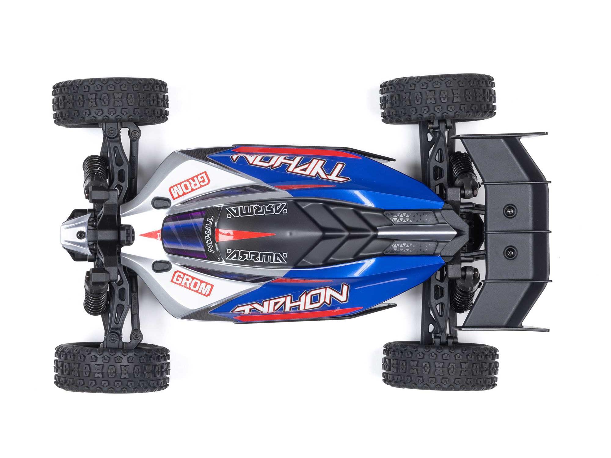 Arrma 1/14 TYPHON GROM MEGA 4X4 Buggy with Battery & Charger Blue - Image 10