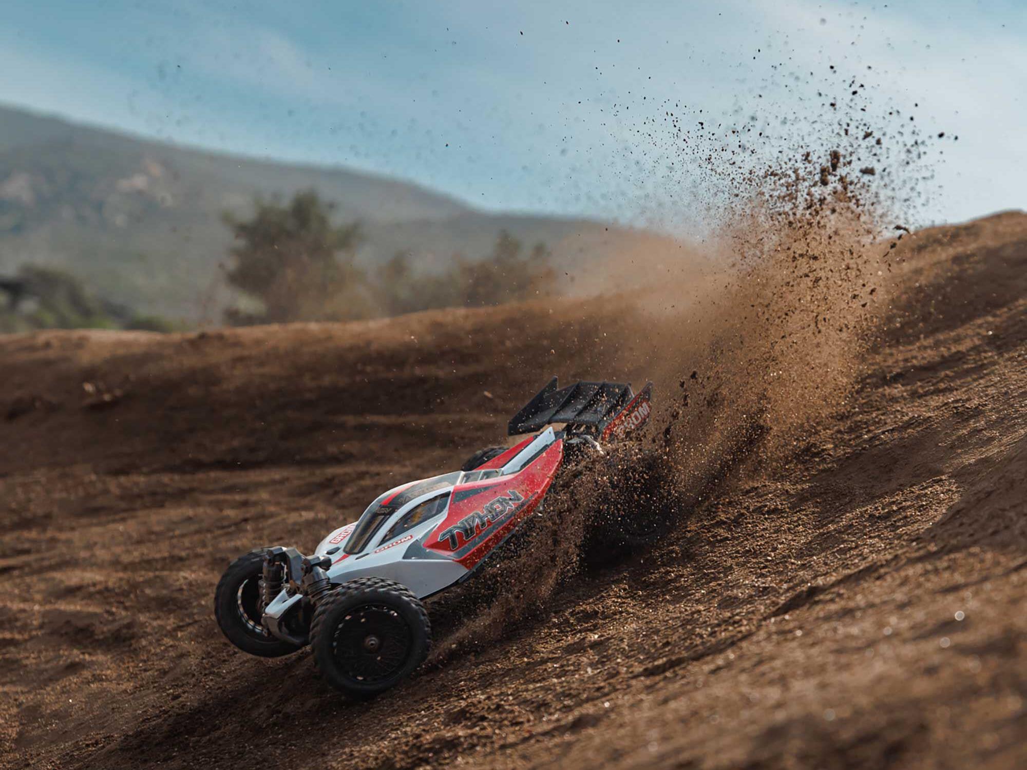 Arrma 1/14 TYPHON GROM MEGA 4X4 Buggy with Battery & Charger Red - Image 26