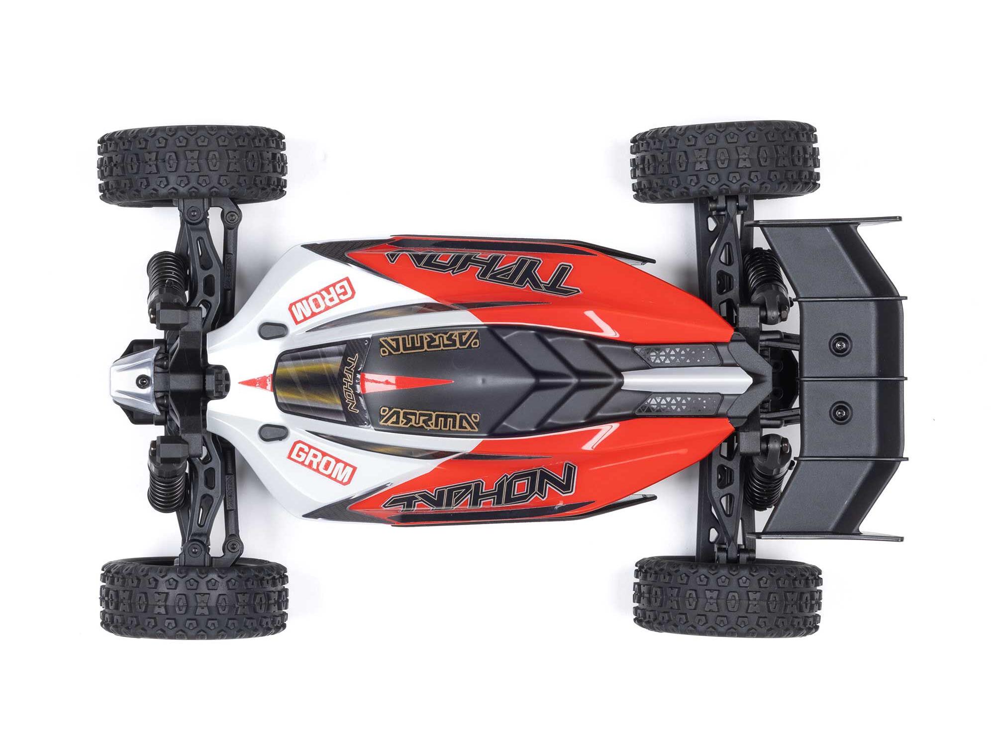 Arrma 1/14 TYPHON GROM MEGA 4X4 Buggy with Battery & Charger Red - Image 10