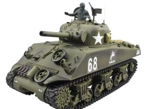 Henglong 1:16 U.S. Medium Tank M4A3 Sherman with Infrared Battle System (2.4GHz + Shooter + Smoke + Sound + Metal Gearbox)