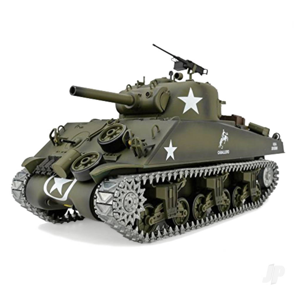 Henglong 1:16 U.S. Medium Tank M4A3 Sherman with Infrared Battle System (2.4GHz + Shooter + Smoke + Sound + Metal Gearbox + Metal Tracks + Sprocket + Idler)
