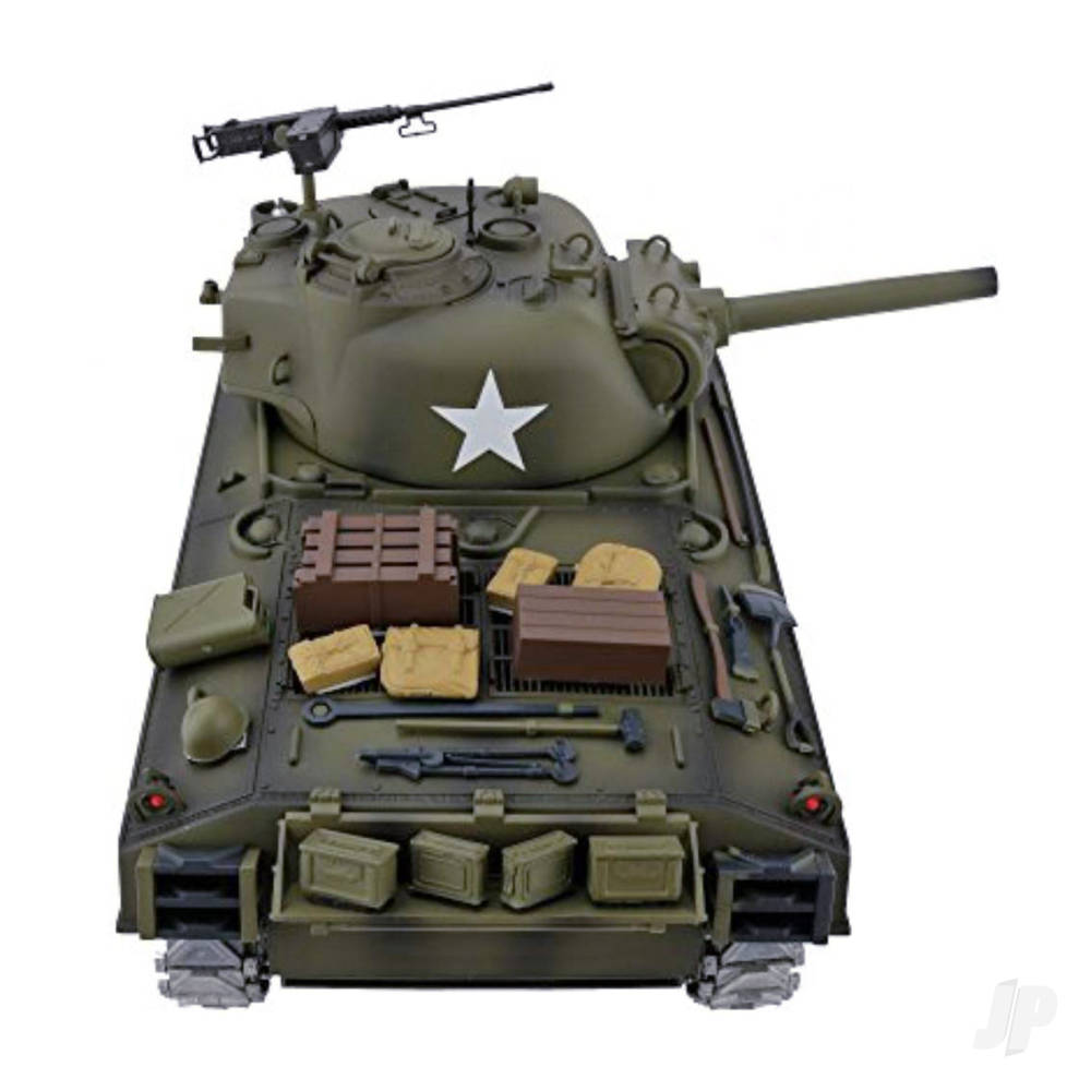 Henglong 1:16 U.S. Medium Tank M4A3 Sherman with Infrared Battle System (2.4GHz + Shooter + Smoke + Sound + Metal Gearbox + Metal Tracks + Sprocket + Idler) - Image 2