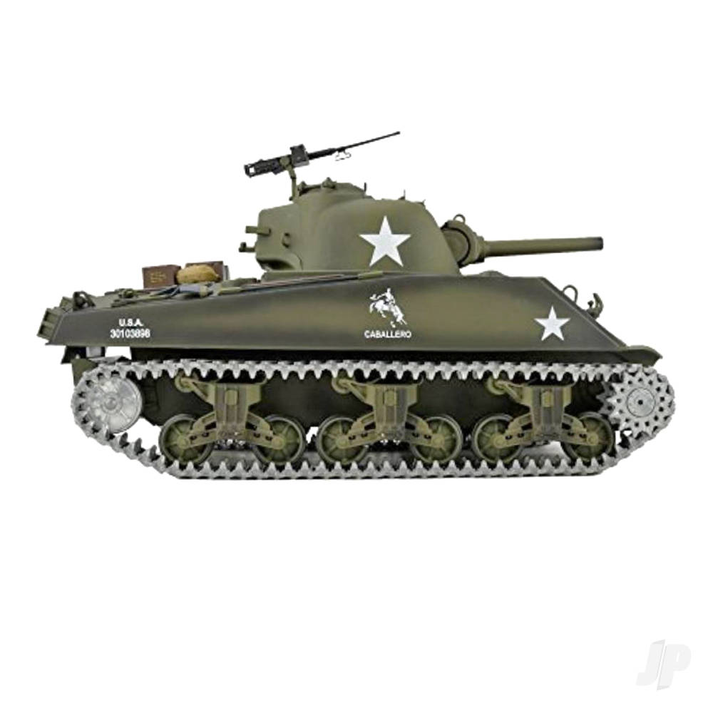 Henglong 1:16 U.S. Medium Tank M4A3 Sherman with Infrared Battle System (2.4GHz + Shooter + Smoke + Sound + Metal Gearbox + Metal Tracks + Sprocket + Idler) - Image 3