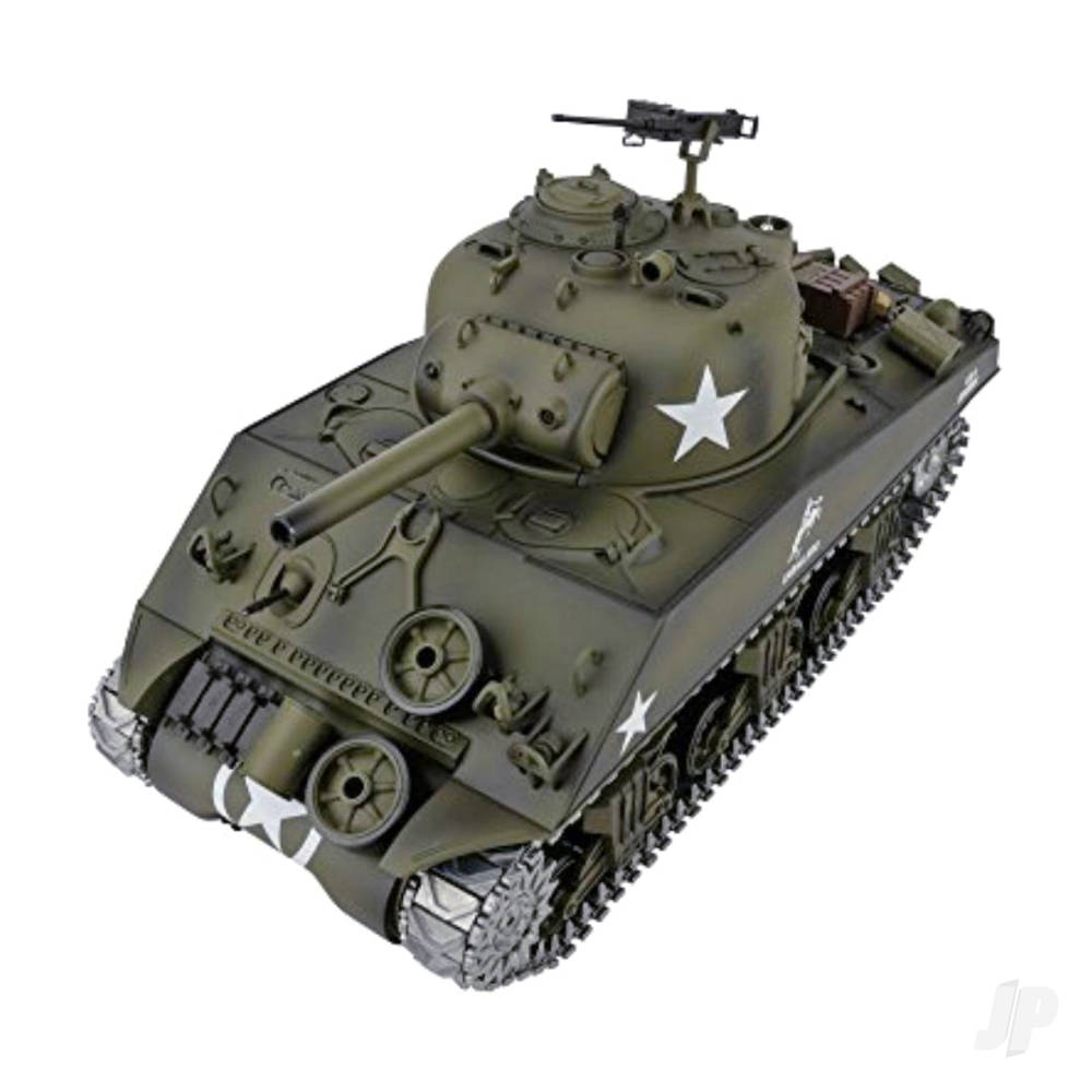 Henglong 1:16 U.S. Medium Tank M4A3 Sherman with Infrared Battle System (2.4GHz + Shooter + Smoke + Sound + Metal Gearbox + Metal Tracks + Sprocket + Idler) - Image 4