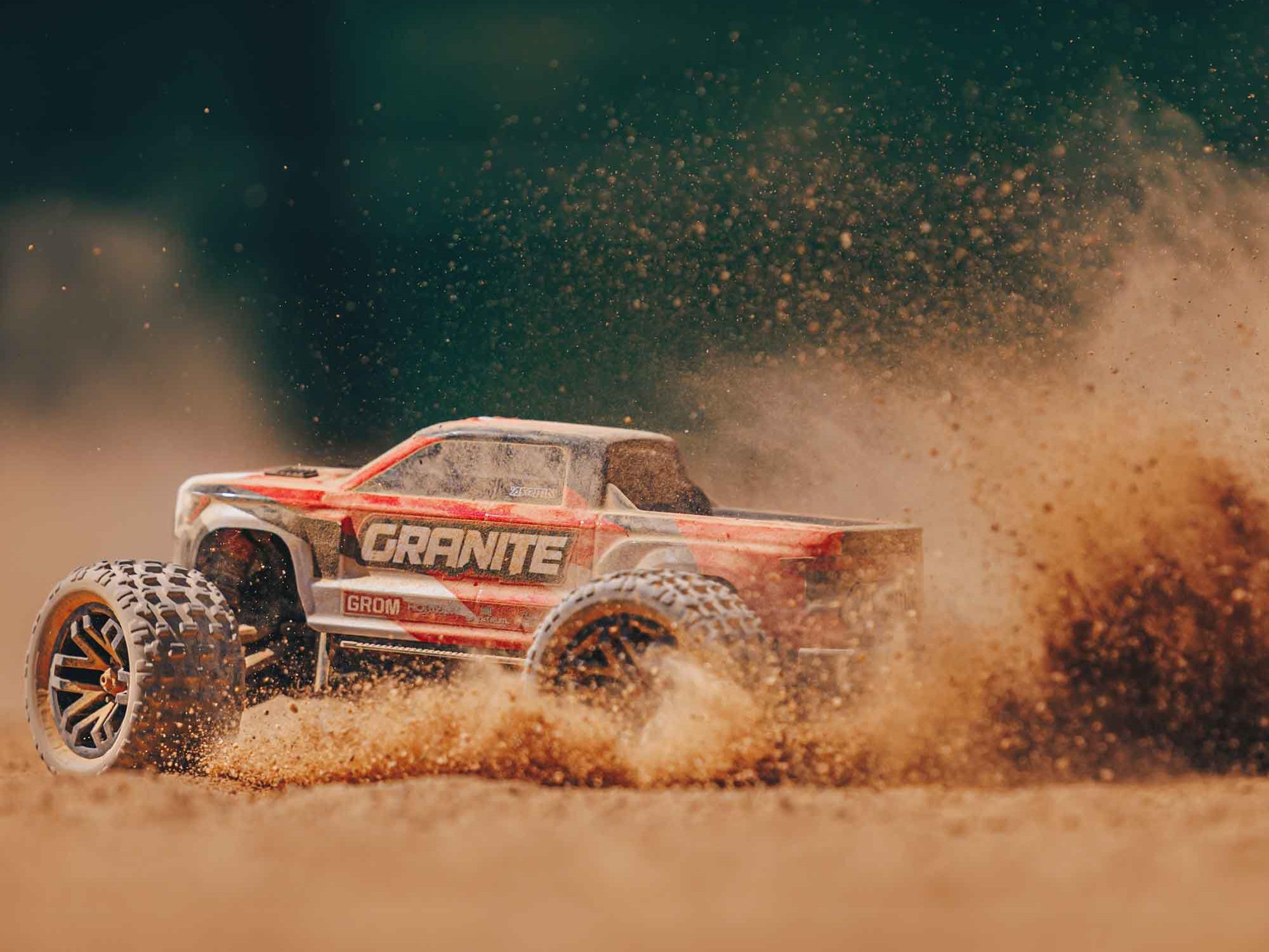 Arrma 1/18 GRANITE GROM MEGA 4X4 MT with Battery & Charger Red - Image 11