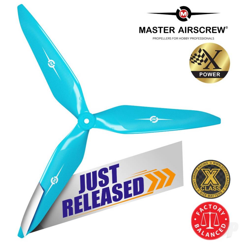 Master Airscrew 12x11 3X Power X-Class Giant Racing Drone Propeller (CW) Reverse/Pusher Blue - Image 2