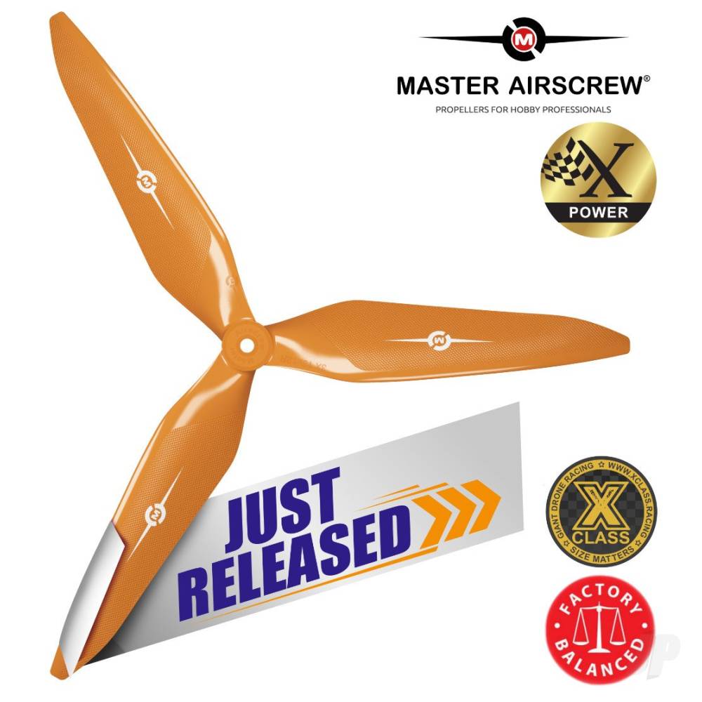 Master Airscrew 13x12 3X Power X-Class Giant Racing Drone Propeller (CW) Reverse/Pusher Orange - Image 2