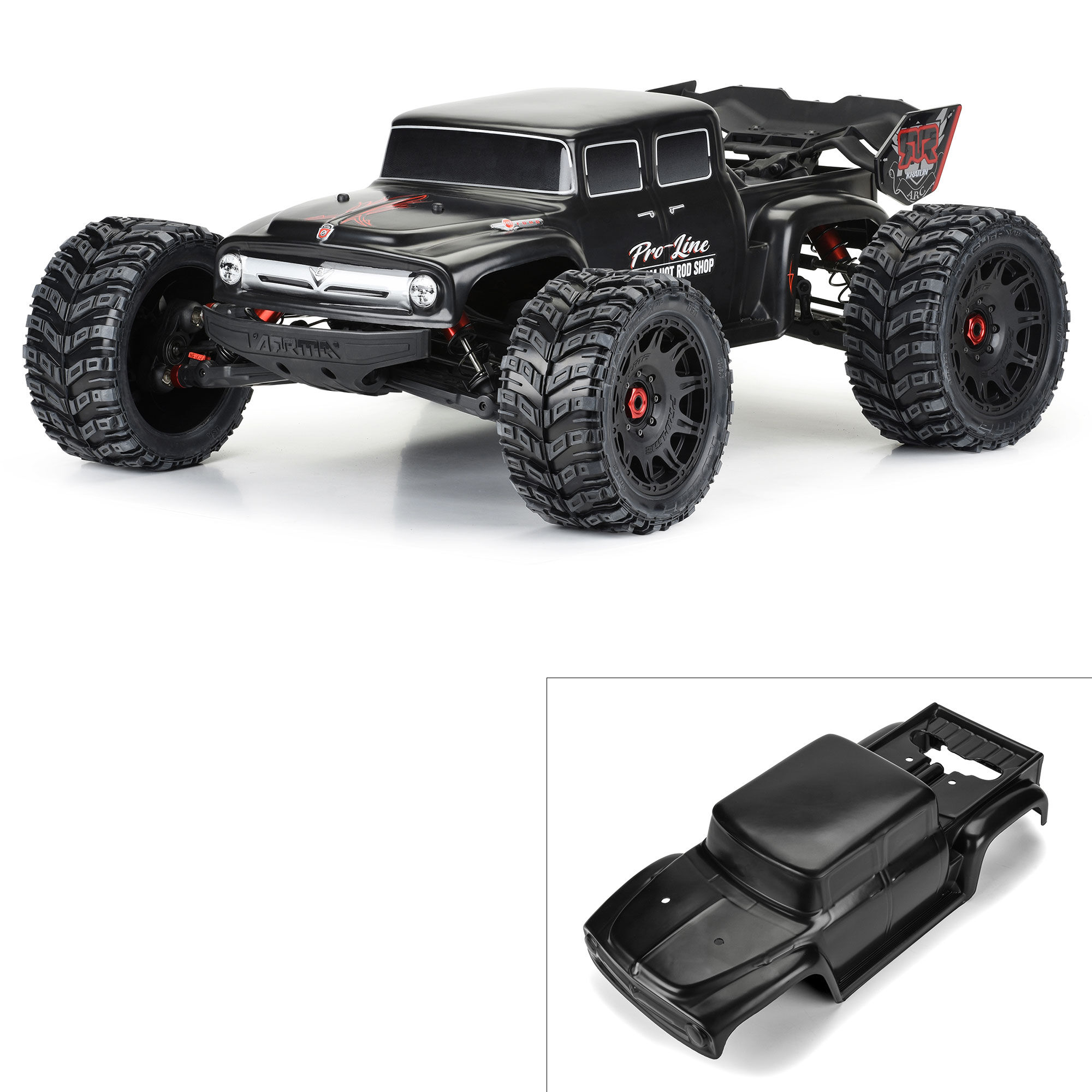 PRO 1/5 Pre-Cut Ford F-100 Bash Armor Black Body: Kraton 8S