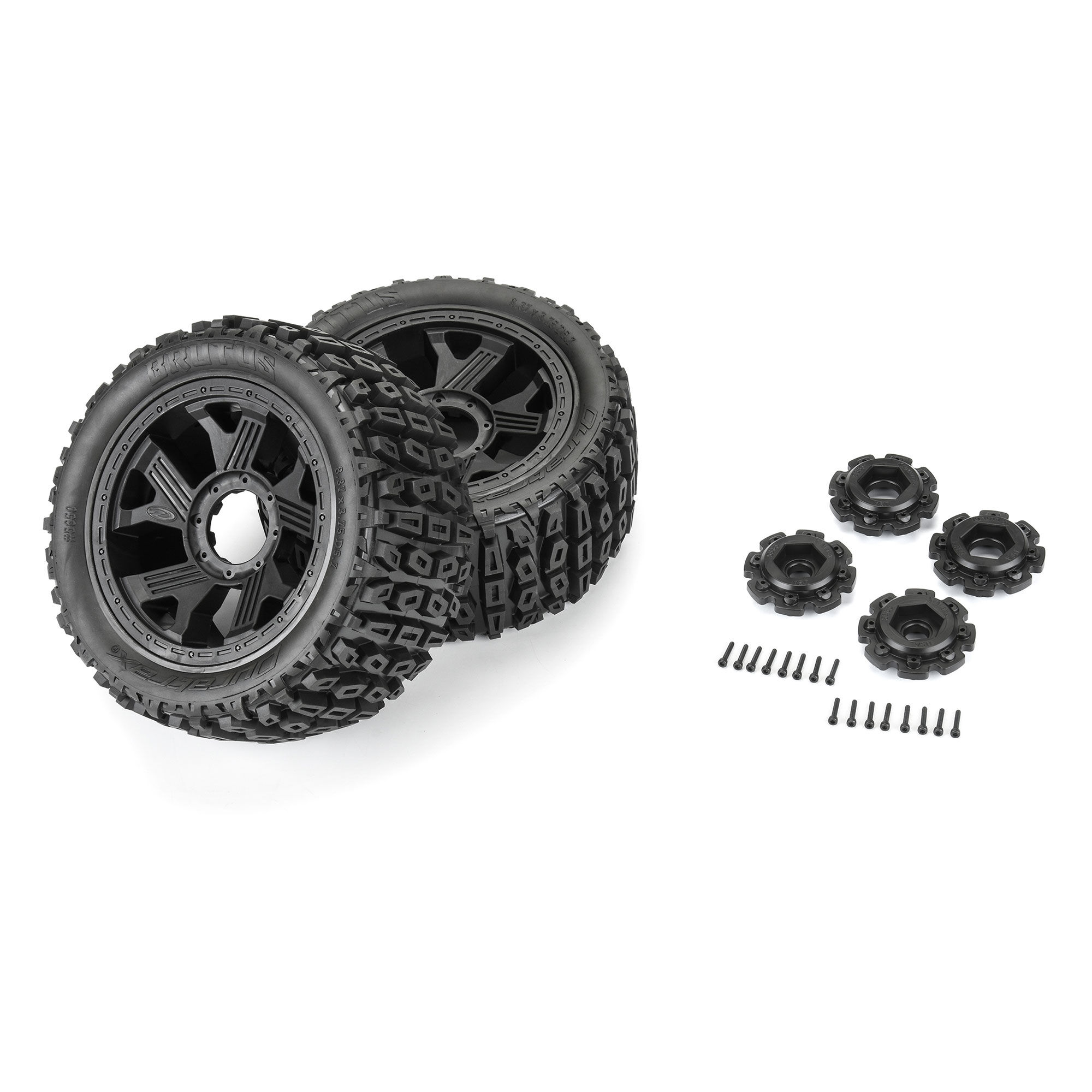 DURATRAX 1/6 Brutus F/R 5.7" Monster Truck Tires MTD 24mm Black Rippe - Image 3
