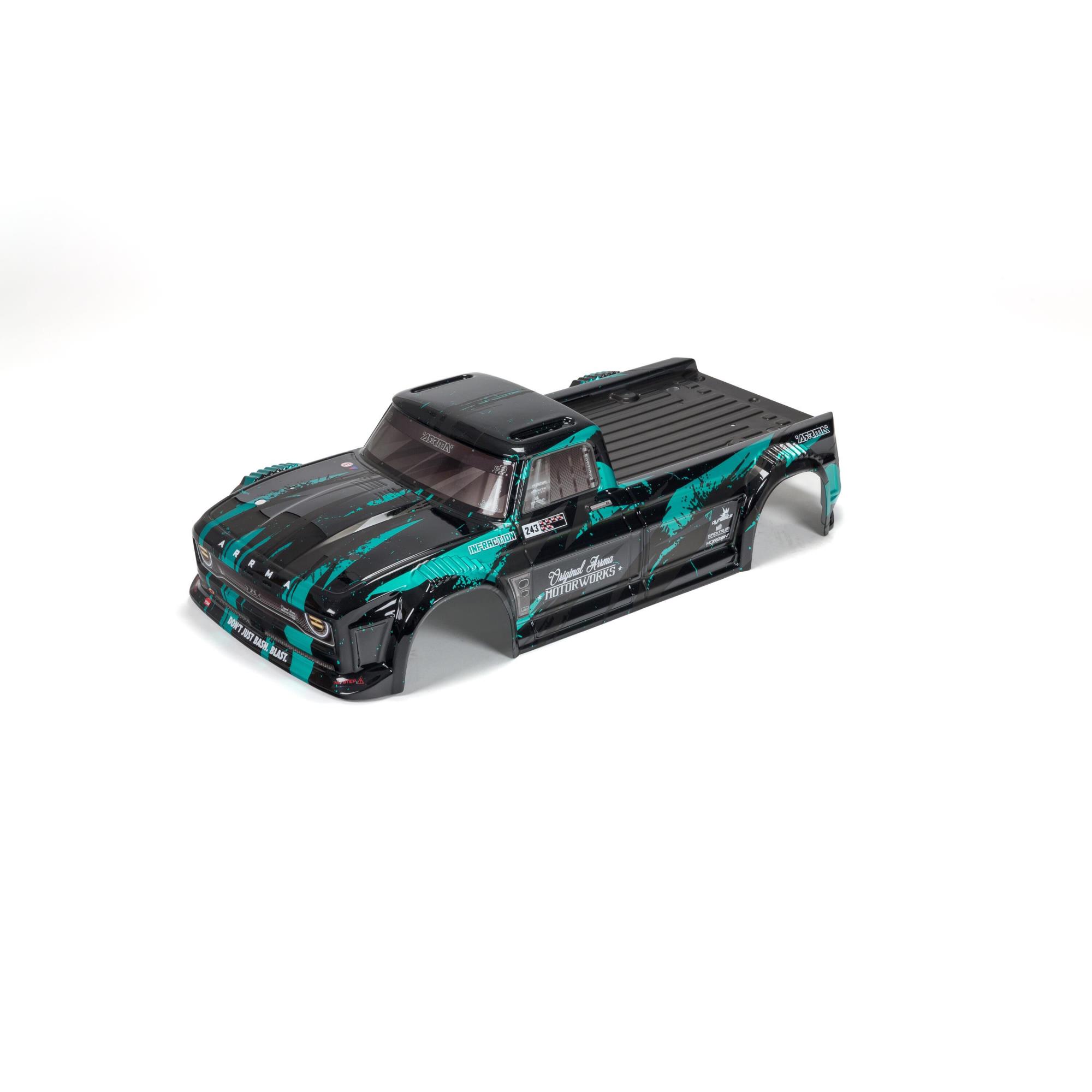 Arrma 1/8 Finished Body, Black/Teal: INFRACTION