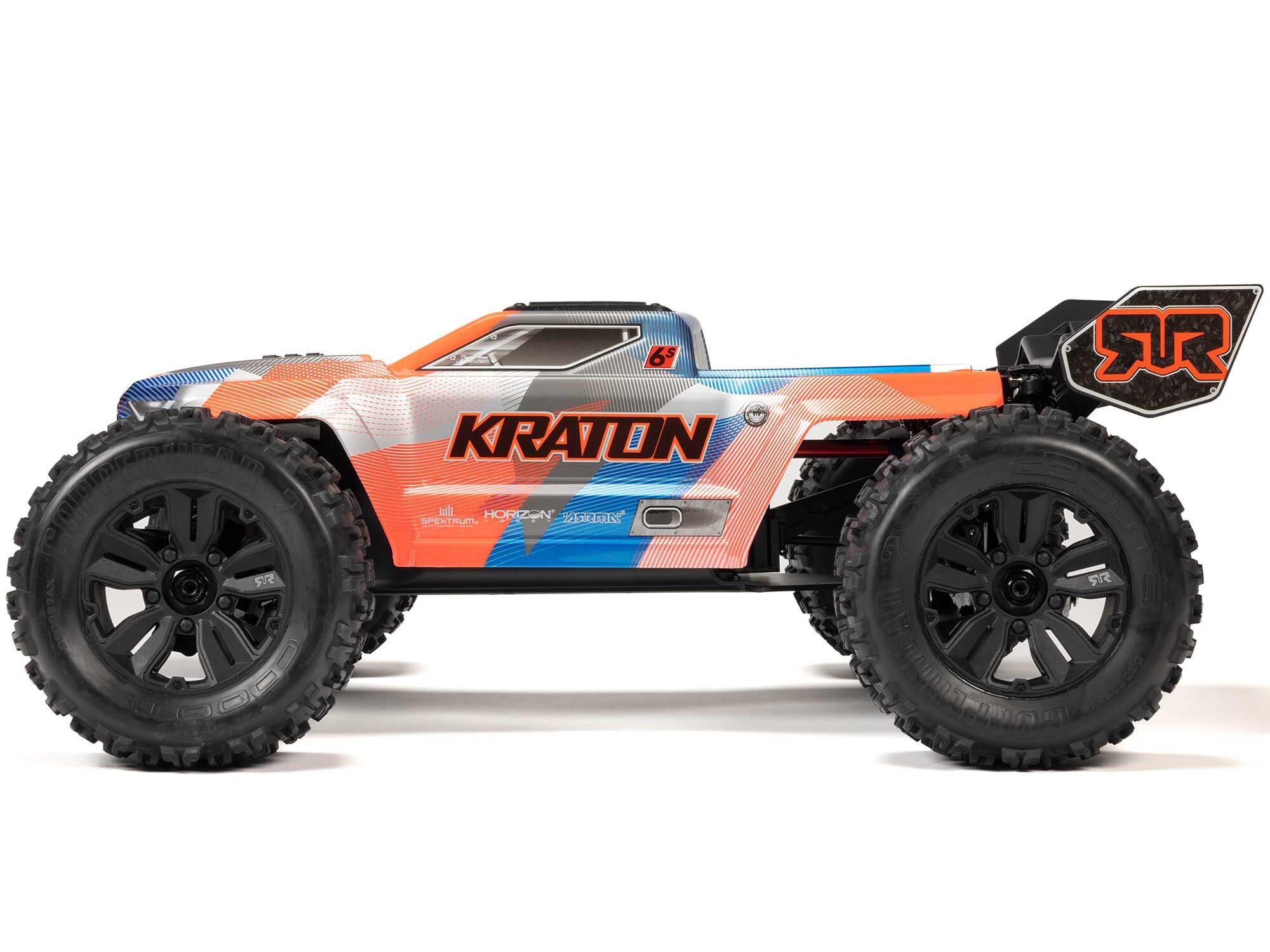 Arrma 1/8 KRATON 6S V6 4X4 BLX Speed Monster Truck RTR Blue/Orange - Image 4