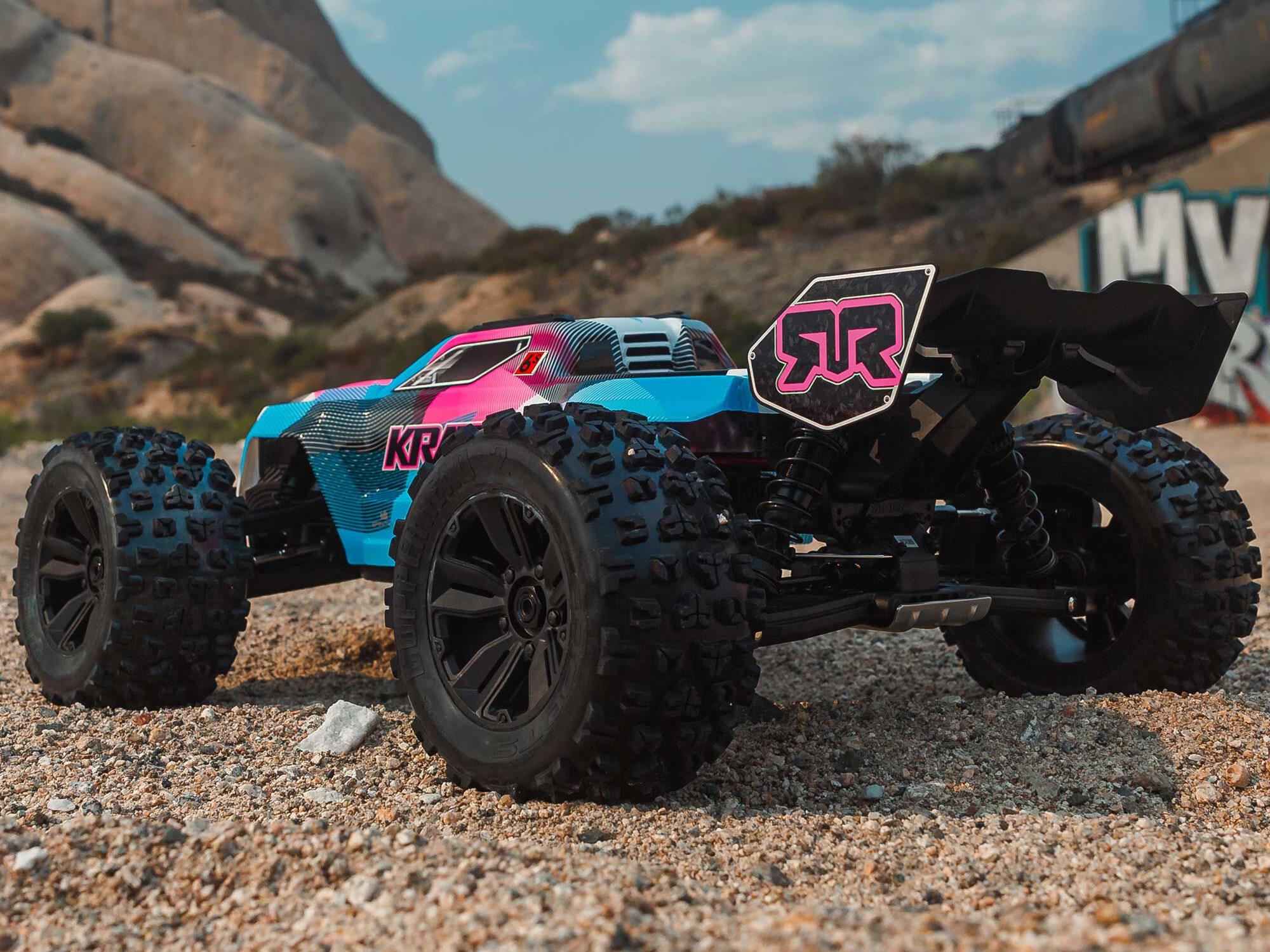 Arrma 1/8 KRATON 6S V6 4X4 BLX Speed Monster Truck RTR Blue/Pink - Image 15