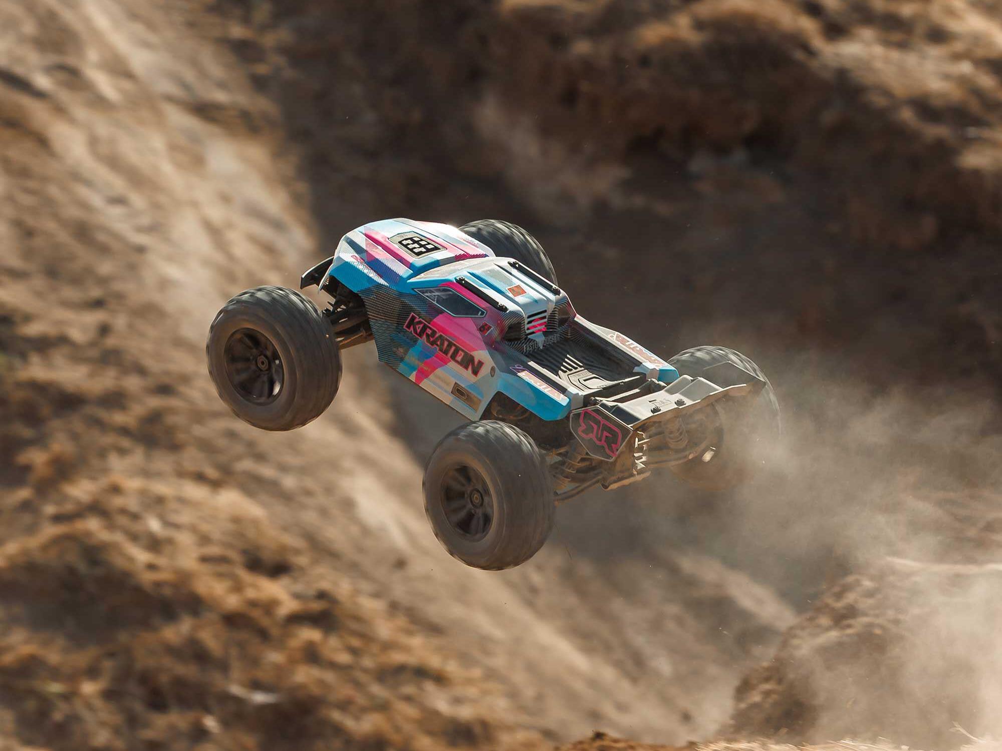Arrma 1/8 KRATON 6S V6 4X4 BLX Speed Monster Truck RTR Blue/Pink - Image 18