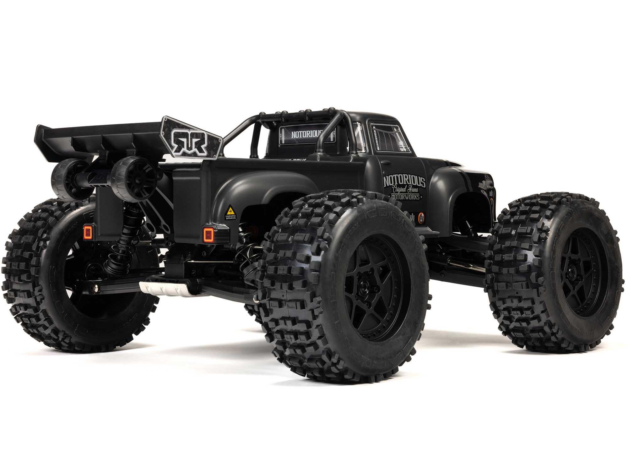 Arrma 1/8 NOTORIOUS 6S V6 4X4 BLX Stunt Truck RTR Black - Image 2