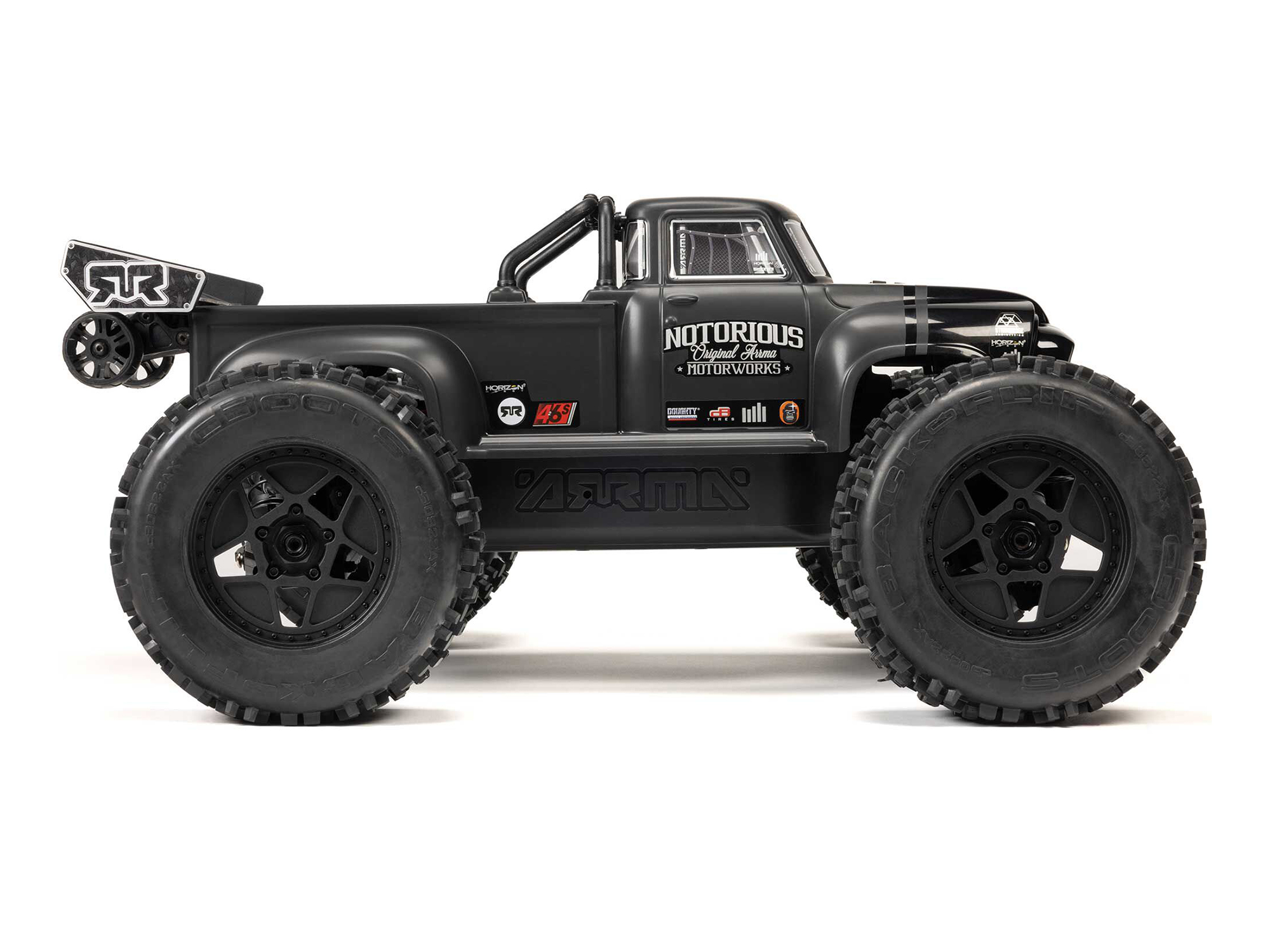Arrma 1/8 NOTORIOUS 6S V6 4X4 BLX Stunt Truck RTR Black - Image 4