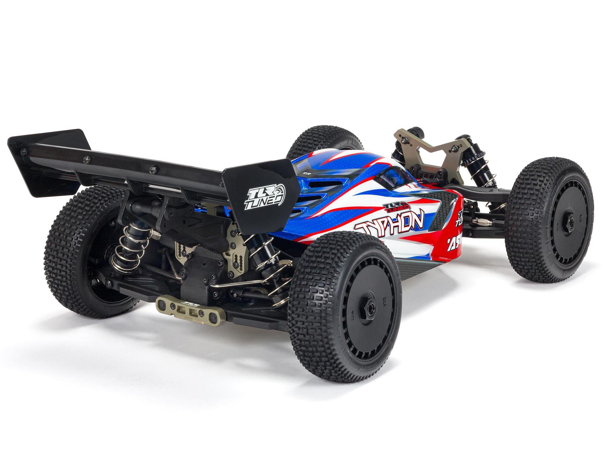 Arrma 1/8 TLR TUNED TYPHON 6S 4X4 BLX Buggy RTR Red/Blue - Image 2