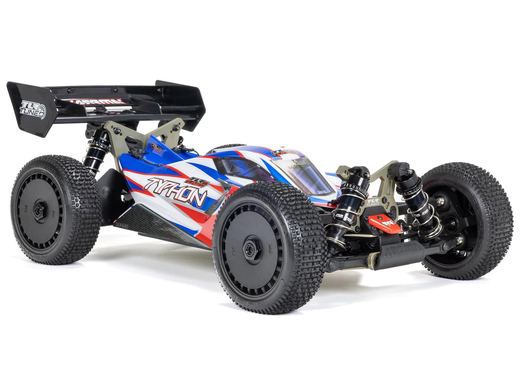 Arrma 1/8 TLR TUNED TYPHON 6S 4X4 BLX Buggy RTR Red/Blue - Image 3