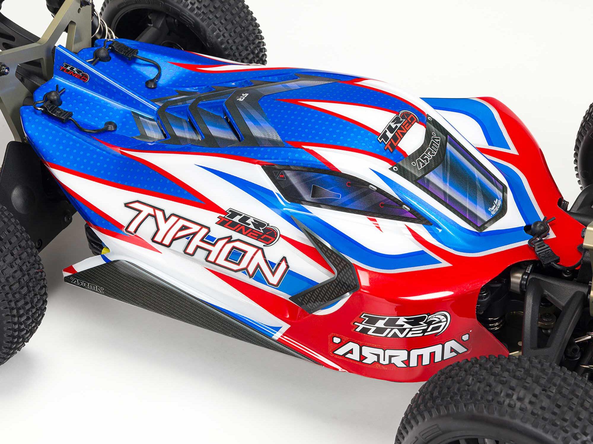 Arrma 1/8 TLR TUNED TYPHON 6S 4X4 BLX Buggy RTR Red/Blue - Image 21